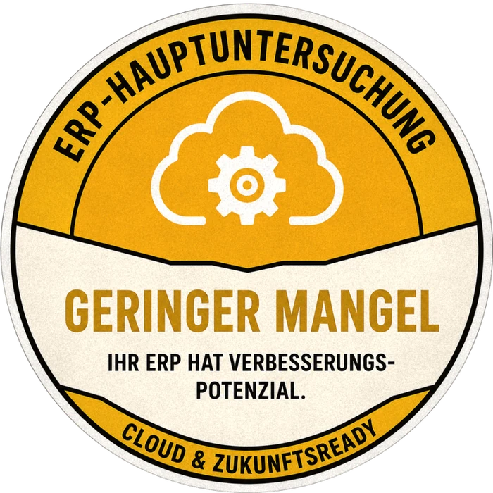 Gelbe ERP-Prüfplakette: geringer Mangel