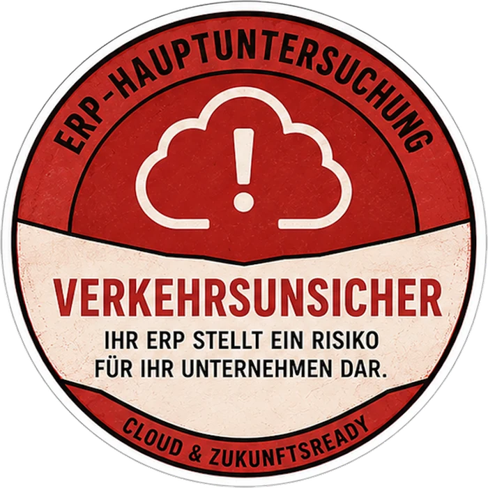 Rote ERP-Prüfplakette: verkehrsunsicher